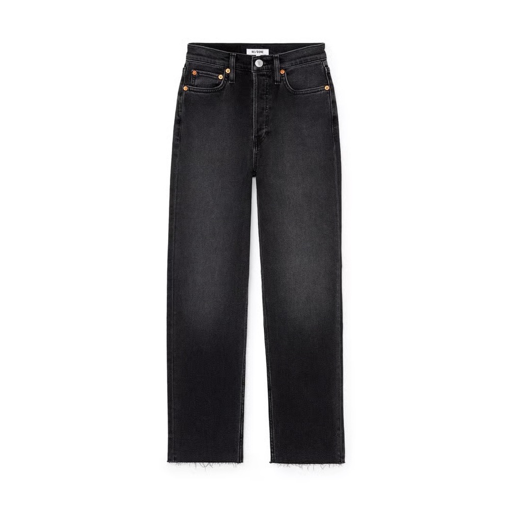 Re/Done Black Straight Leg Jeans  70’s Stove Pipe